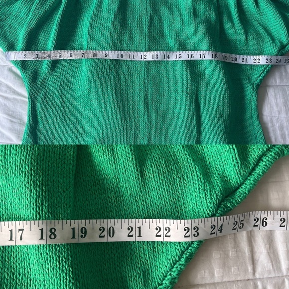 Vintage 80s Hand Knit Green Pearl Embellished Elegant Twinset S/M - Picture 13 of 16